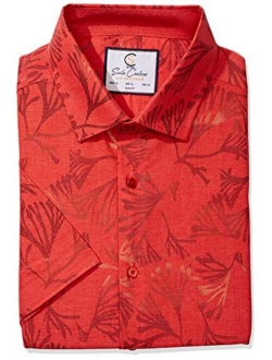 Azaro Uomo Men's Fancy Short Sleeve Button Down Casual Dress Shirt Bold Print