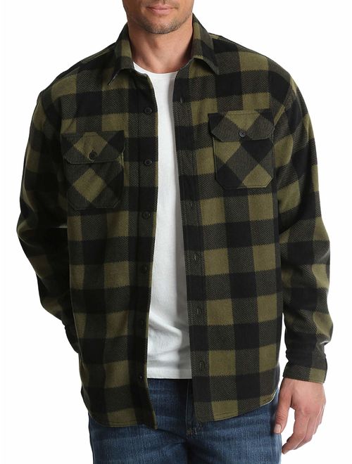 Wrangler Mens Long Sleeve Fleece Flannel Shirt (Large 42/44, Burnt Olive)