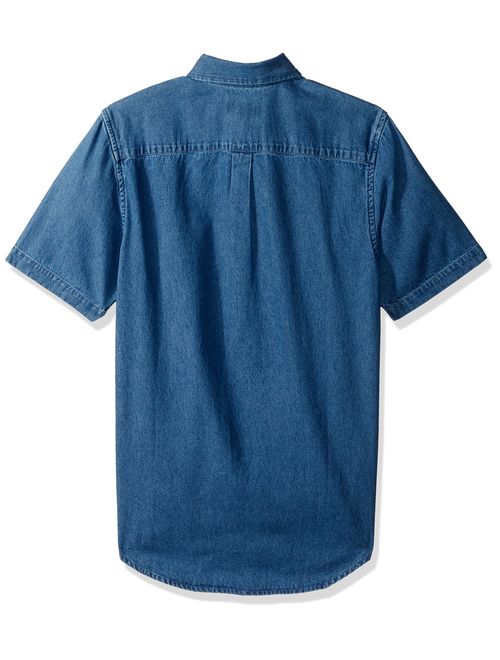 Obey Men's Keble Denim Woven Short Sleeve Button Up Shirt