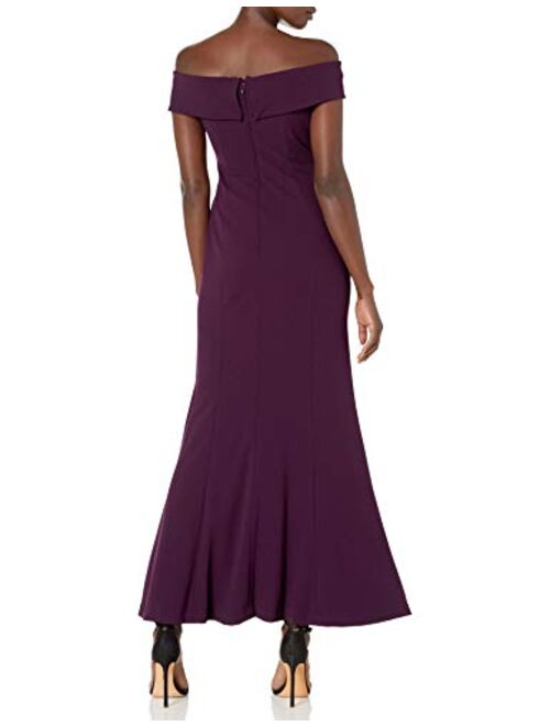 Calvin Klein Women's Off The Shoulder Gown with Folded Collar