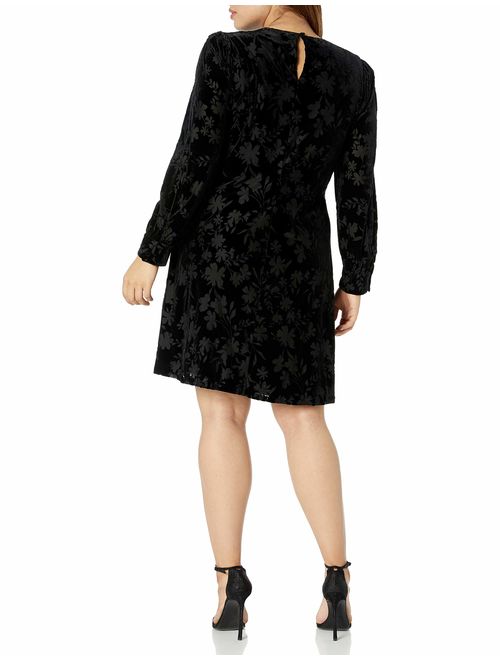 Calvin Klein Women's Plus Size Long Sleeve Velvet Burnout Dress