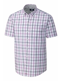 Men's Large Plaid Easy Care Button Down Short Sleeve Shirts