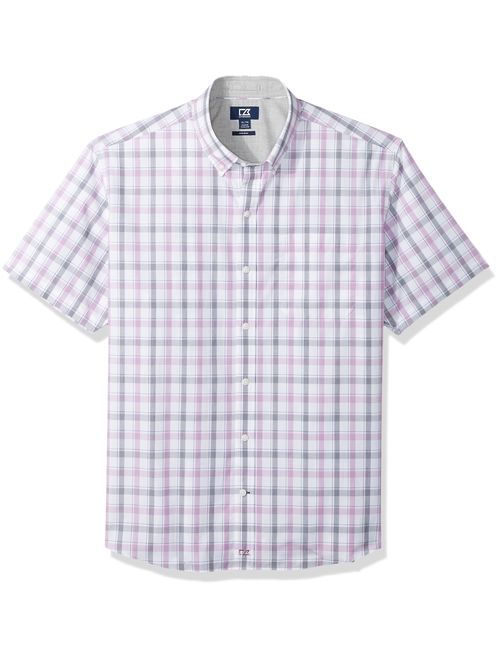 Cutter & Buck Men's Large Plaid Easy Care Button Down Short Sleeve Shirts