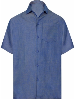 LA LEELA Men's Beach Short Sleeve Button Down Casual Hawaiian Shirt Solid Plain