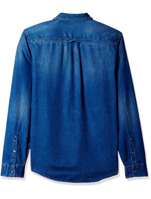 GUESS Men's Regular Fit Opulent Blue Wash Denim Shirt
