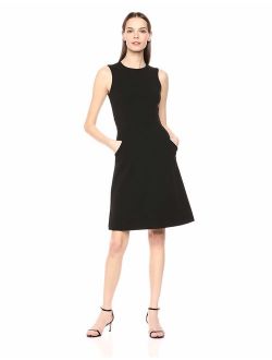 Women's Sleeveless Dress with Seamed Waistline and Front Pockets