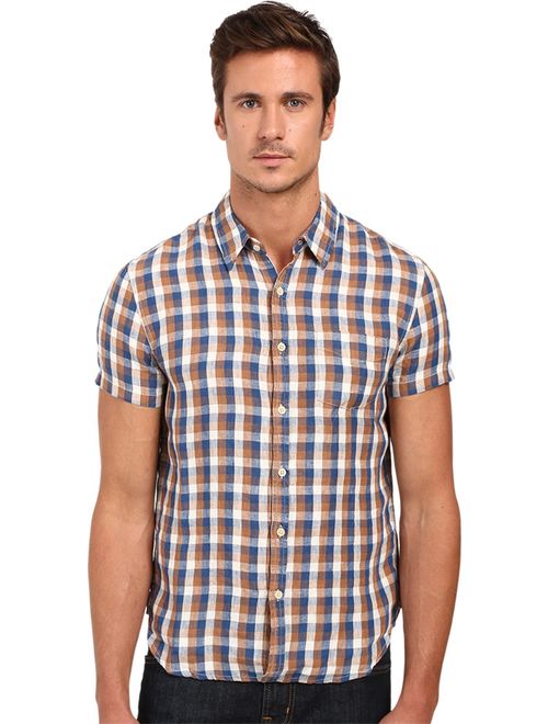 Lucky Brand Men's Short-Sleeved One Pocket Flap Shirt in Gingham