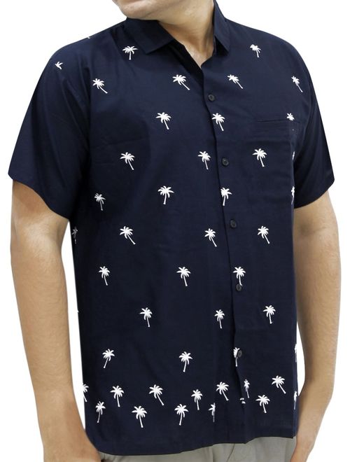 LA LEELA Short Sleeve Casual Button Down Front Pocket Beach Tropical Swim Hawaiian Shirt for Men