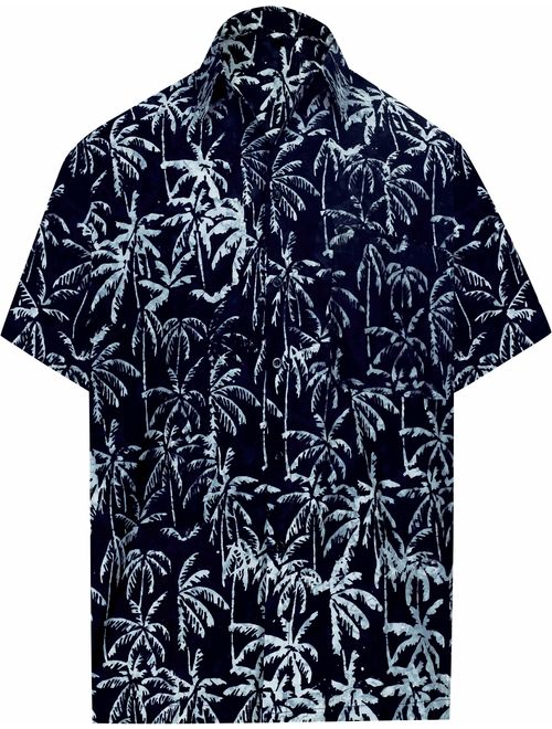 LA LEELA Short Sleeve Casual Button Down Front Pocket Beach Tropical Swim Hawaiian Shirt for Men