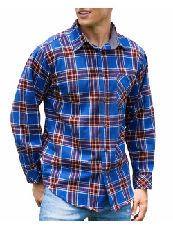 Janmid Men's Button Down Regular Fit Long Sleeve Plaid Flannel Casual Shirts