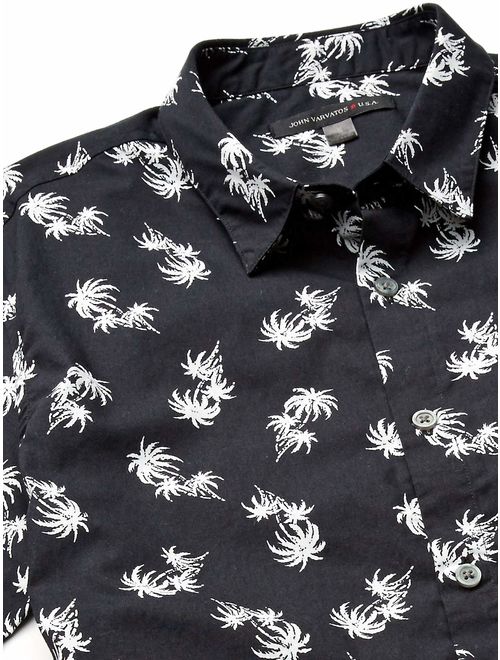 John Varvatos Star USA Men's Jasper Palm Toss Print Short Sleeve Sport Shirt