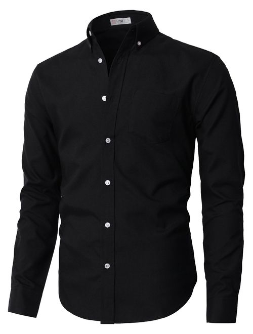 H2H Mens Casual Button-Down Shirts Oxford Long Sleeve Basic Designed of Various Styles