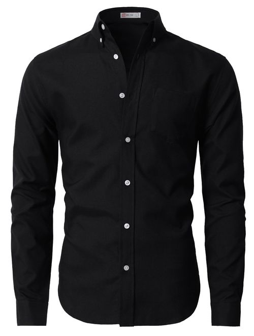 H2H Mens Casual Button-Down Shirts Oxford Long Sleeve Basic Designed of Various Styles