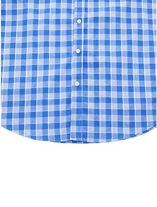 Men's 100% Cotton Regular-Fit Long-Sleeve Button-Down Buffalo Plaid Shirt with Pocket