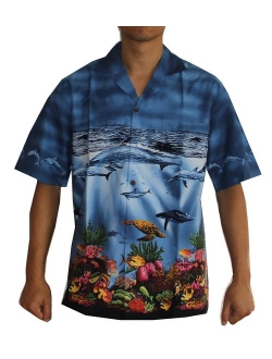 Made in Hawaii! Men's Pacific Whales Hawaiian Aloha Shirt