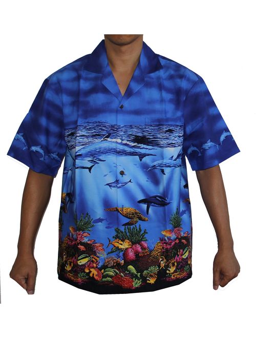 Made in Hawaii! Men's Pacific Whales Hawaiian Aloha Shirt