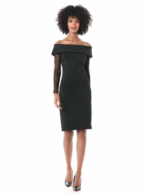 Calvin Klein Women's Off The Shoulder Sheath with Illusion Sleeves