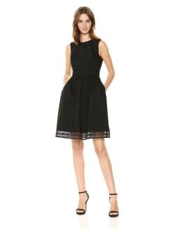 Women's Sleeveless Cotton Fit and Flare with Novelty Trim Dress
