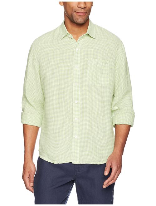 28 Palms Men's Relaxed-Fit Long-Sleeve 100% Linen Check Shirt