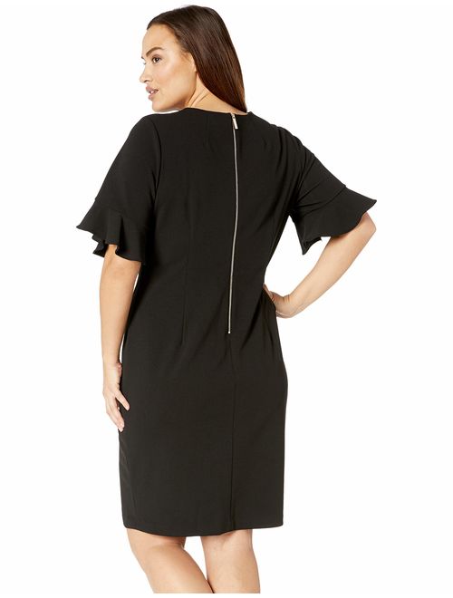 Calvin Klein Women's Plus Size Short Flutter Sleeved Sheath Dress