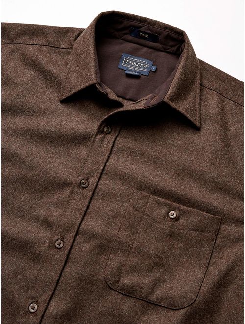 Pendleton Men's Long Sleeve Button Front Classic-fit Trail Shirt, Brown Mix, LG