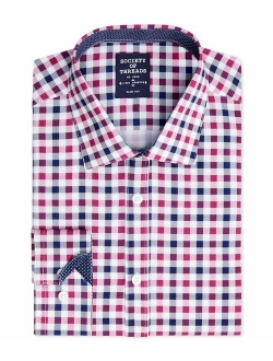Society of Threads Gingham Checker Slim Fit Long Sleeve Button Down Shirt