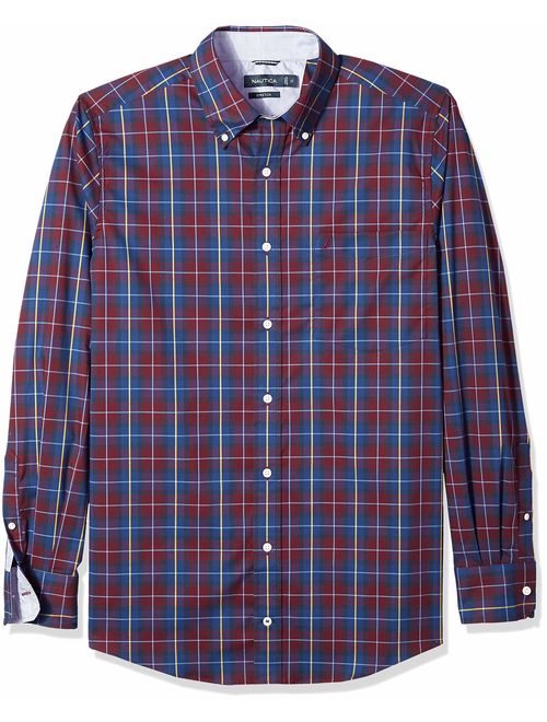 Nautica Men's Big and Tall Classic Fit Long Sleeve Plaid Button Down Shirt