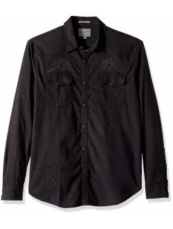 Men's Casual Long Sleeve Embroidered Button Down Western Shirt
