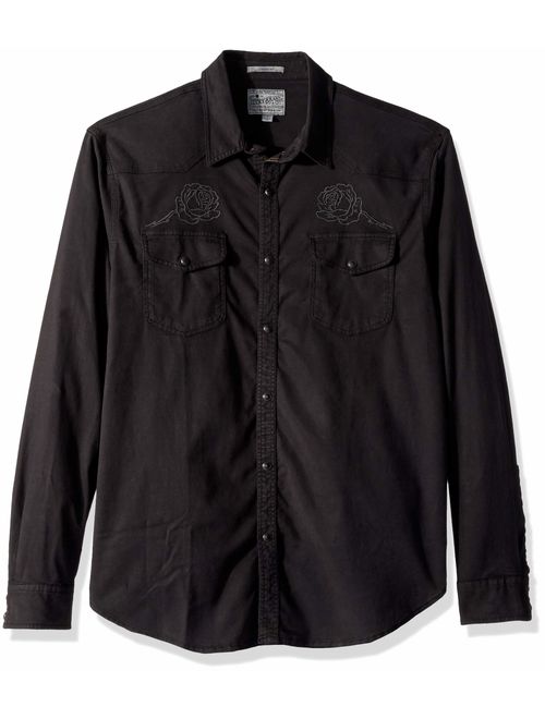 Lucky Brand Men's Casual Long Sleeve Embroidered Button Down Western Shirt