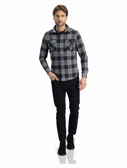 Three Sixty Six Flannel Shirt for Men - Dry Fit Long Sleeve Button Down - Moisture Wicking and Stretch Fabric Plaid Shirts