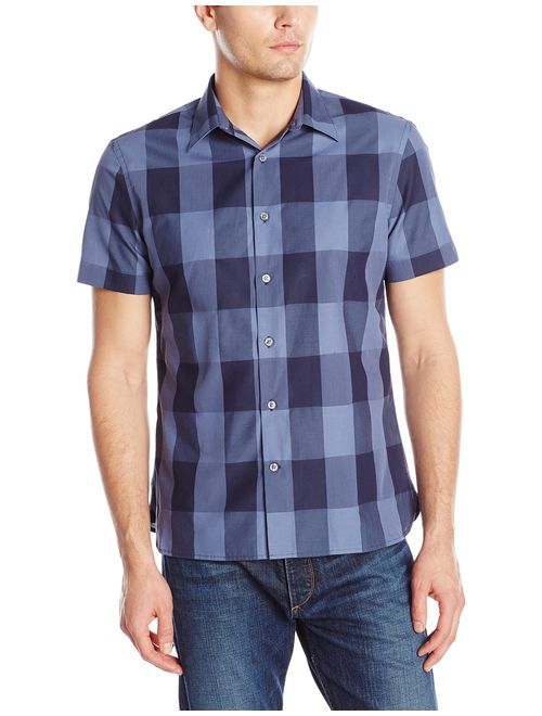 Perry Ellis Men's Short Sleeve Large Check Pattern Shirt