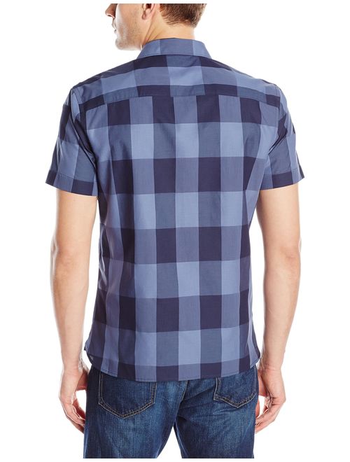 Perry Ellis Men's Short Sleeve Large Check Pattern Shirt