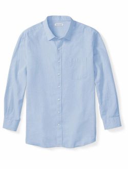 Men's Big and Tall Long-Sleeve Linen Cotton Shirt fit by DXL
