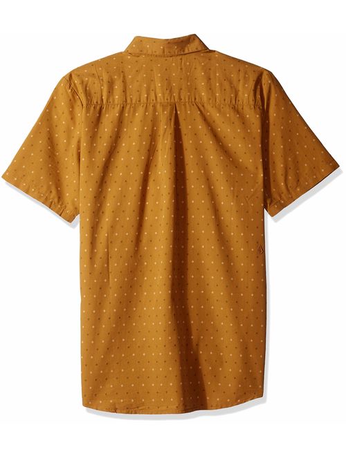 Volcom Men's Frequency Dot Modern Fit Woven Button Up Short Sleeve Shirt