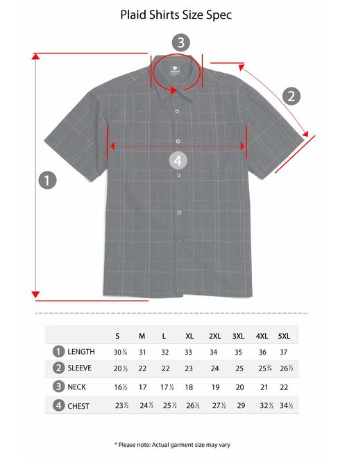 YAGO Men's Button Up Cotton Relaxed Fit Short Sleeve Shirts