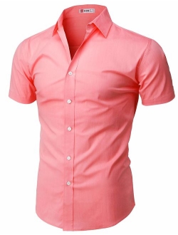 H2H Mens Casual Slim Fit Shirts Short Sleeve Business & Daily Shirts Basic Designed of Various Styles