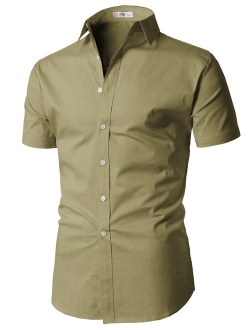 H2H Mens Casual Slim Fit Shirts Short Sleeve Business & Daily Shirts Basic Designed of Various Styles