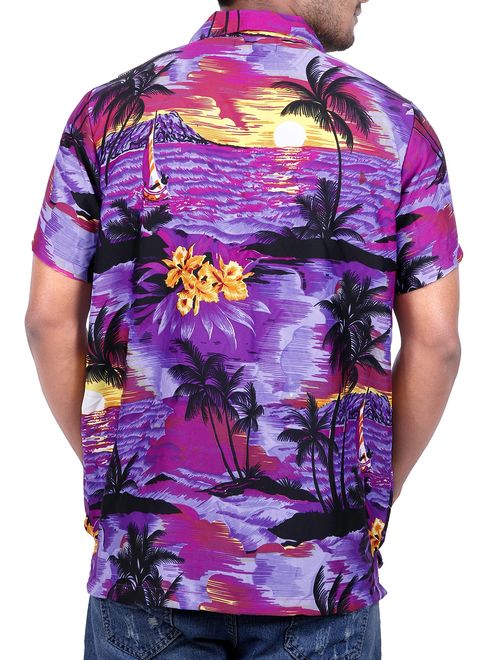 Virgin Crafts Hawaiian Shirt for Men Printed Short Sleeve Button Down Beach Shirt 