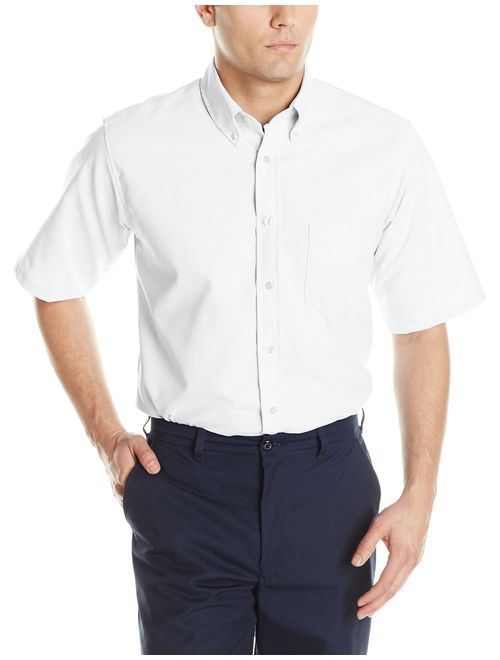 Red Kap Men's Executive Oxford Dress Shirt, Short Sleeve, White, Large
