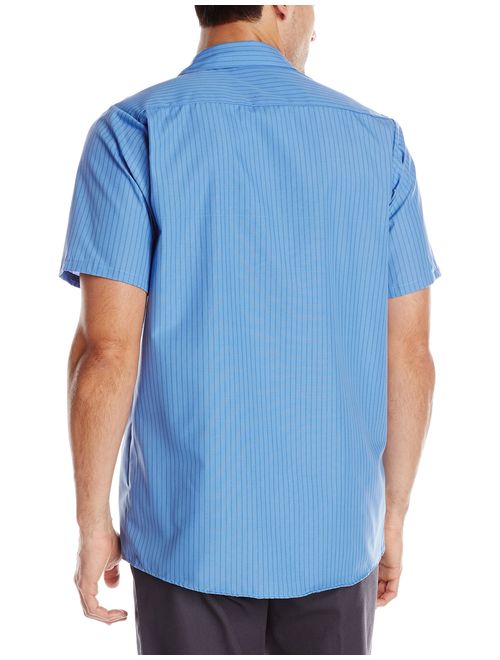 Red Kap Men's Industrial Stripe Work Shirt, Petrol Blue/Navy, Short Sleeve 2X-Large