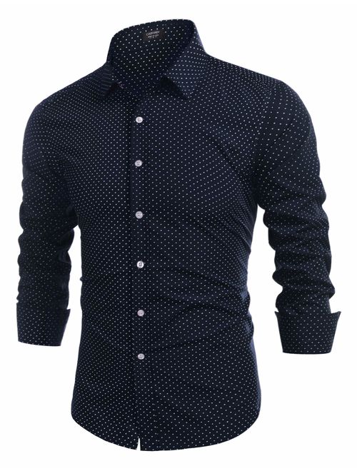 COOFANDY Men's Printed Dress Shirt Regular Fit Long Sleeve Button Down Shirts