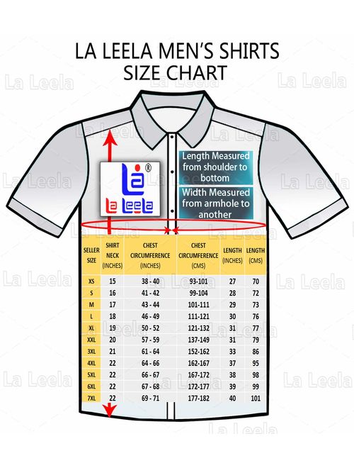 LA LEELA Shirt Casual Button Down Short Sleeve Beach Shirt Men Embroidered 13