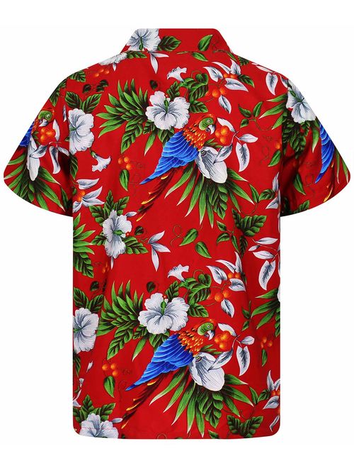 Attention Hawaiian Shirt Men Shortsleeve Frontpocket Hawaiian Print 