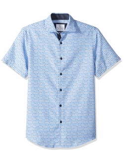 Azaro Uomo Men's Short Sleeve Button Down Shirt Casual Dress Loud Slim Fit