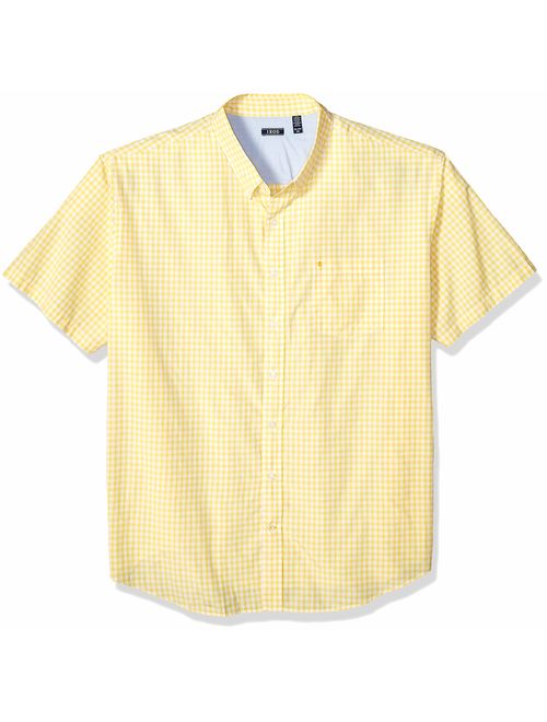 IZOD Men's Big and Tall Breeze Short Sleeve Button Down Gingham Shirt