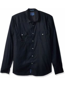 Men's Casual Long Sleeve Solid Western Button Down Shirt