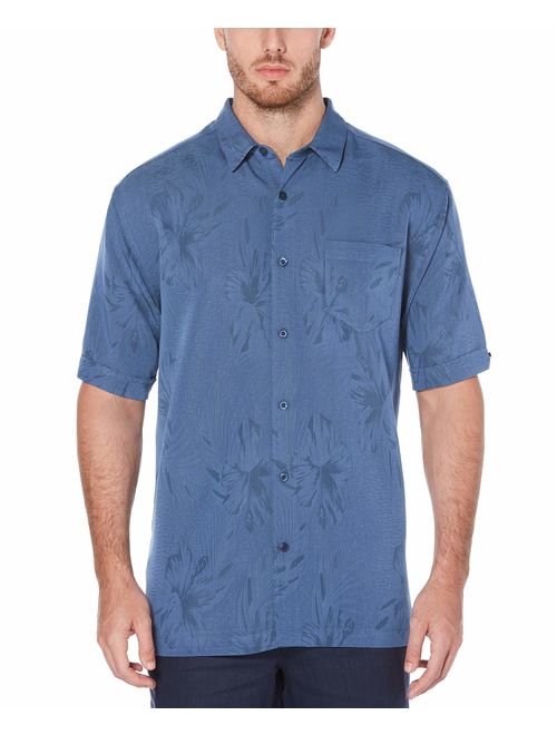 Cubavera Men's Short Sleeve Polyester L-Shape Embroidered Button-Down Shirt
