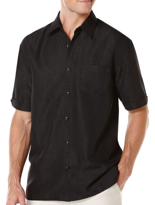 Cubavera Mens Short Sleeve Polyester L-Shape Embroidered Button-Down Shirt