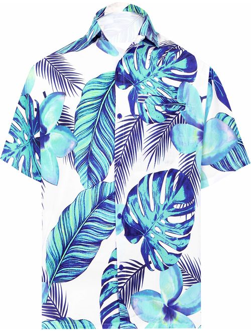 HAPPY BAY Men's Camp Casual Tropical Hawaiian Shirt Regular Fit Short-Sleeve