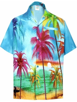 LA LEELA Men's Hawaii Aloha Dress Shirt for Casual Wear Beach Luau Shirt Printed